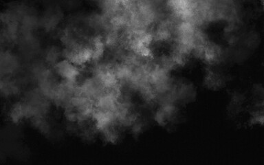 Abstract black and white realistic smoke clouds with shadow overlay effect background. Mystery dark background with spooky white light and fog. Vector illustration of smoky mist toxic vapor on floor.