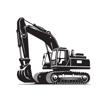 recommend clip art: Excavator vector silhouette. Construction excavator vector design. Excavator logo, icon isolated on white background.