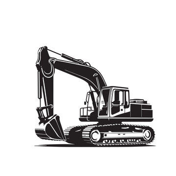 recommend clip art: Excavator vector silhouette. Construction excavator vector design. Excavator logo, icon isolated on white background.