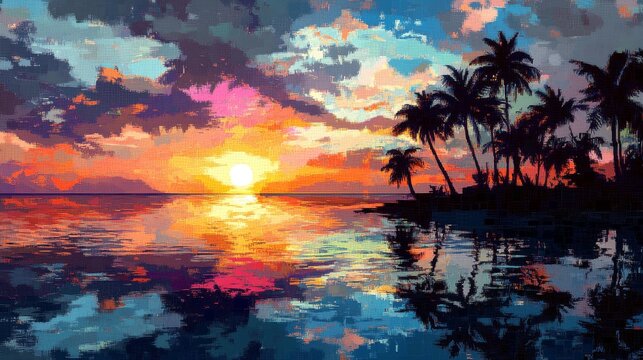 tropical palm tree on the beach 