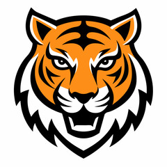 Tiger head mascot line art vector illustration