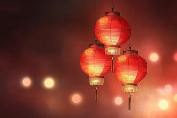 Illustration featuring traditional red lanterns for background artistry