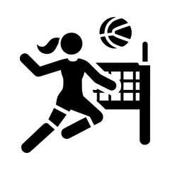 Fototapeta premium Black volleyball player with net icon vector illustration.