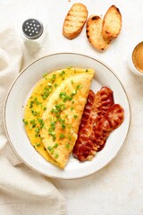 Omelette with cheese and green onion