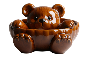 a brown bear shaped ceramic bowl. 