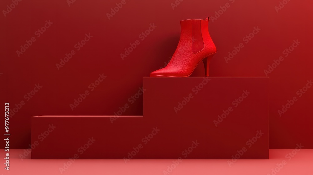 Poster advertising studio backdrop empty christmas bright splay 3d showing red background design material s