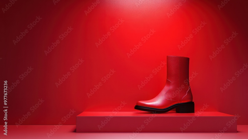 Poster advertising studio backdrop empty christmas bright splay 3d showing red background design material s