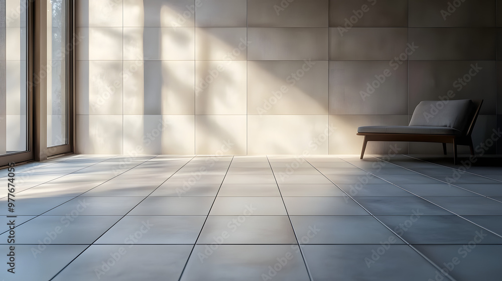 Aufkleber a minimalist tile floor in matte finish, creating a calm and understated atmosphere.