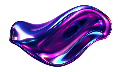 3D Colorful liquid, in shades of purple and blue, transparent background, PNG