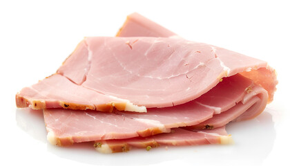 Slice of delicious ham isolated on white