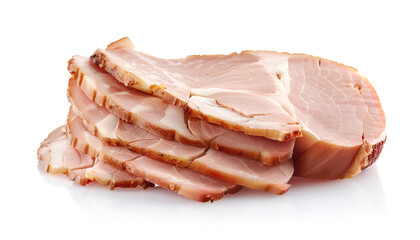 Slice of delicious ham isolated on white