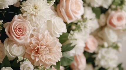 Obraz premium A bouquet of flowers with pink and white flowers. The flowers are arranged in a way that they look like they are in a vase. The bouquet is full of life and color