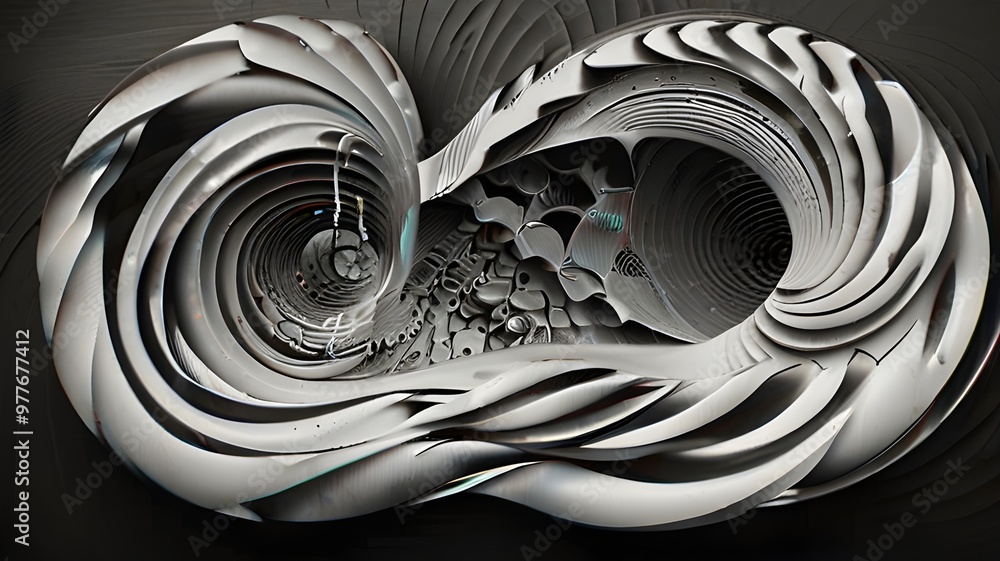 Poster hypnotic black and white spiral swirl with complex pattern creating an optical illusion effect – abs