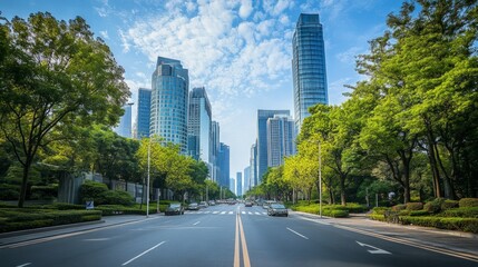 street view of modern city