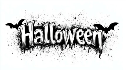 The word "Halloween" in gothic letters, simple vector graphics on white background.