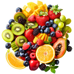 Obraz premium Various fruits and vegetables isolated on white transparent Background PNG