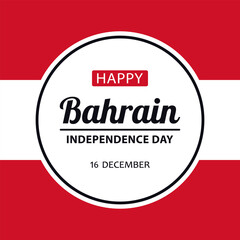 Bahrain Independence Day, flat vector illustration for greeting card, poster or banner. Text Happy Bahrain Independence Day, 16 december on red and white background.