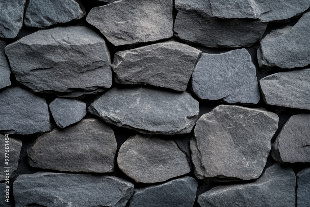 Aufkleber textured gray stone wall with various shapes and sizes, perfect for backgrounds or design elements i