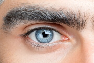 Obraz premium Close up of a blue eye with soft reflective lighting symbolizing perception clarity and the human connection to light and emotion in a calm serene setting