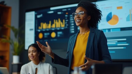 CFO presenting a cash flow management strategy in a digital meeting, diverse colleagues on video call