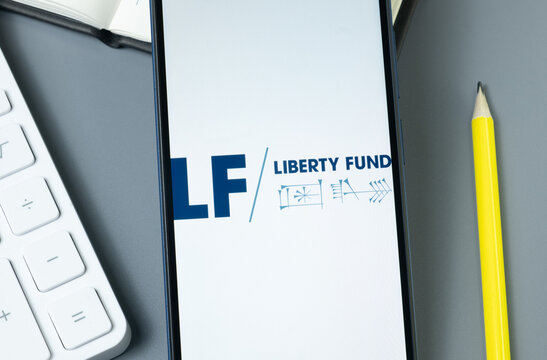 New York, USA - 30 August 2024: Liberty Fund Logo on Phone Screen, Company Icon on Display