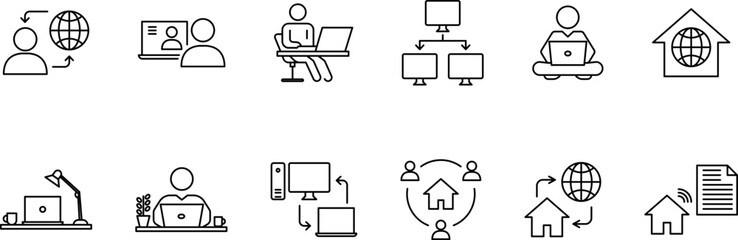 Remote Work icon, Home office, Telecommuting, Working from home, online job vector image