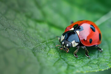 Obraz premium A ladybug is on a leaf