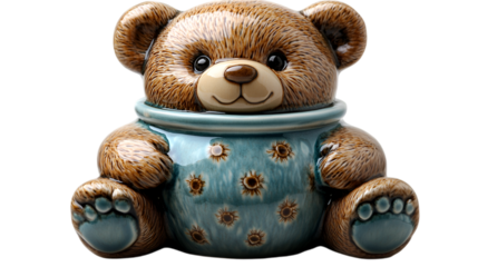a teddy bear shaped ceramic. 