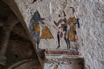 Ancient frescoes of the famous church of the Holy Spirit in Matera (Basilicata, Italy) a treasure...