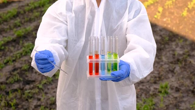Taking soil samples in nature. Selective focus.