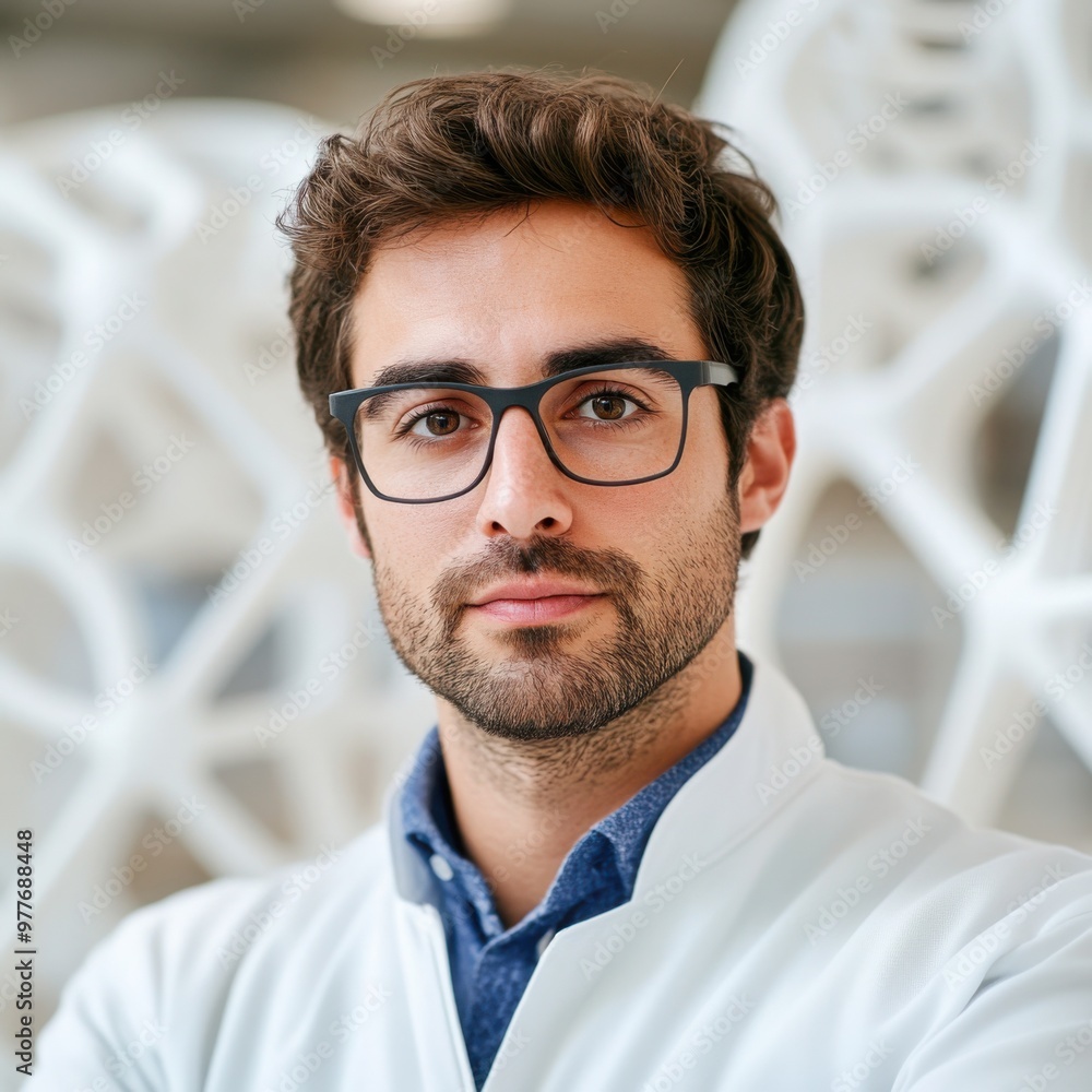 Aufkleber engineer using 3d printing technology to create a sustainable prototype, innovative materials and to