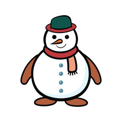 Frosty Snowman with Scarf and Hat . Vector Illustration Design on White Background 