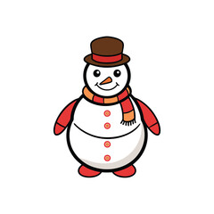 Frosty Snowman with Scarf and Hat . Vector Illustration Design on White Background 