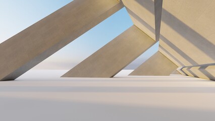 Obraz premium Architecture background geometric arched interior 3d render