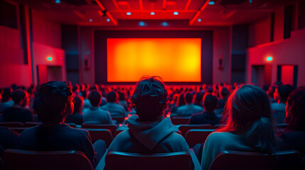 Red and Blue Lights Audience Seats Cinema Room - Illustration