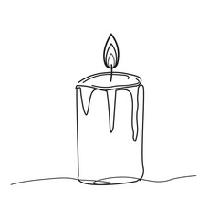 Continuous one line drawing candle burning flame. Black contour line simple minimalist graphic isolated vector illustration. eps10
