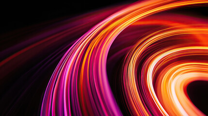 Obraz premium Close-up of a curved light pattern of twisted tape on a dark background