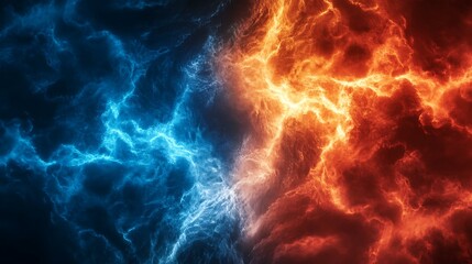 Obraz premium A vibrant, dynamic thunderstorm background with a clear area for text