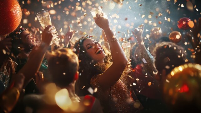 lifestyle photo new years eve celebration of people. - Powered by Adobe