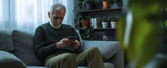 The Elderly Man with Smartphone