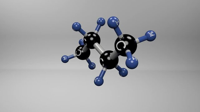 Butane molecule. Molecular structure of hydrocarbon gas used as fuel for stoves and lighter fluid. 