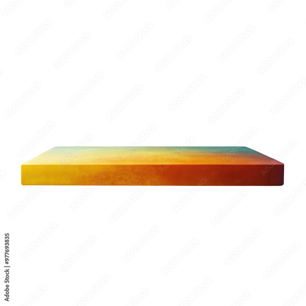 Poster colorful gradient rectangular block featuring a smooth surface. the gradient shifts from warm orange