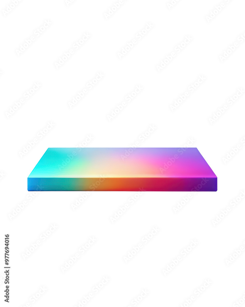 Poster multicolor gradient rectangular block with bright hues. vibrant colors blend from blue to pink and y