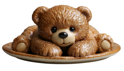 a brown bear on a plate
