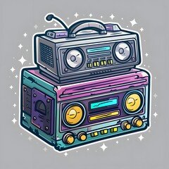 Illustration of a retro boombox, ideal for a nostalgic background or wallpaper