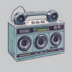 Illustration of a retro boombox, ideal for a nostalgic background or wallpaper