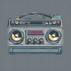 Fototapeta premium Illustration of a retro boombox, ideal for a nostalgic background or wallpaper