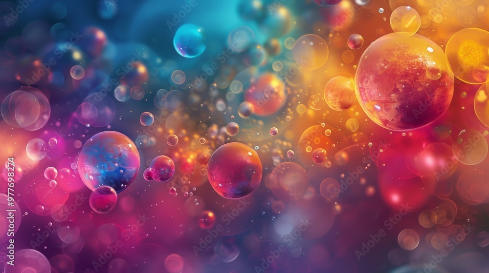 Poster colorful abstract circles create a vibrant visual display in an artistic composition filled with pat