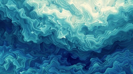 Obraz premium Swirling patterns of turquoise and azure colors create an abstract ocean-like texture of water on a sunny afternoon