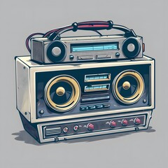 Illustration of a retro boombox, ideal for a nostalgic background or wallpaper